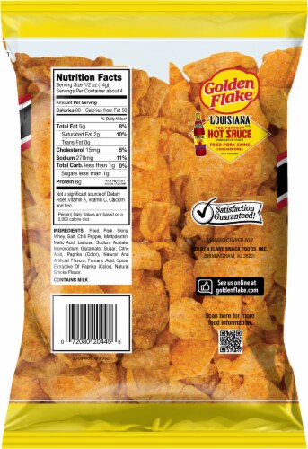 Golden Flake® Louisiana Hot Sauce Chicharrones Fried Pork Skins Perspective: back