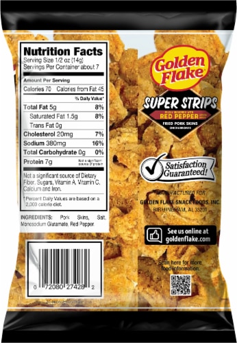 Golden Flake® Red Pepper Super Strips Fried Pork Skins Perspective: back