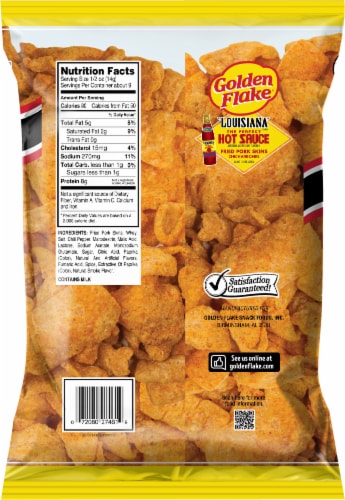 Golden Flake® Louisana Hot Sauce Flavor Fried Pork Skins Perspective: back