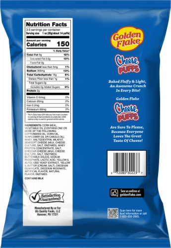 Golden Flake® Cheese Puffs Snacks Perspective: back