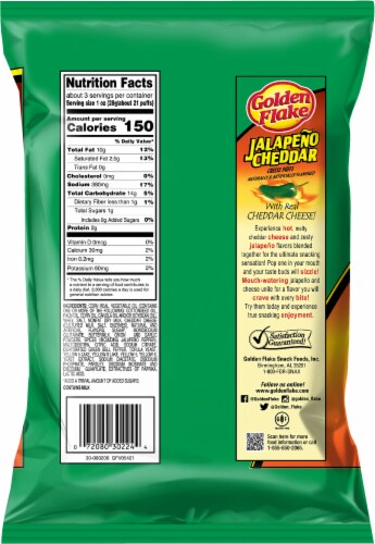 Golden Flake Jalapeno Cheddar Flavored Cheese Puffs Perspective: back