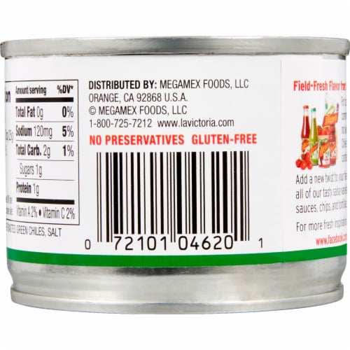 La Victoria Mild Diced Green Fire Roasted Chiles Perspective: back
