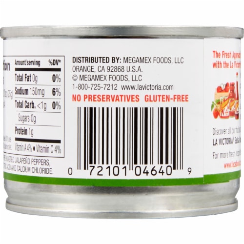 La Victoria Diced Hot Fire Roasted Jalapenos Perspective: back