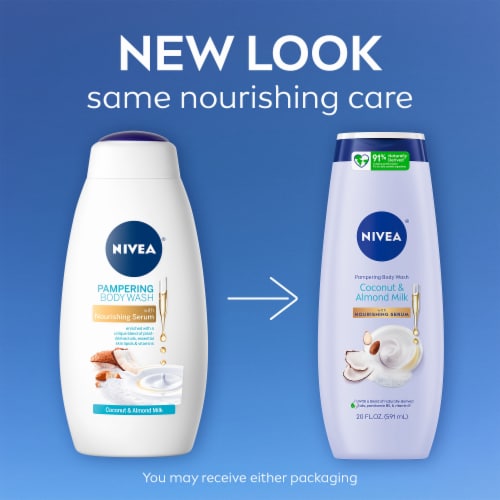 NIVEA Pampering Coconut and Almond Milk Body Wash with Nourishing Serum Perspective: back