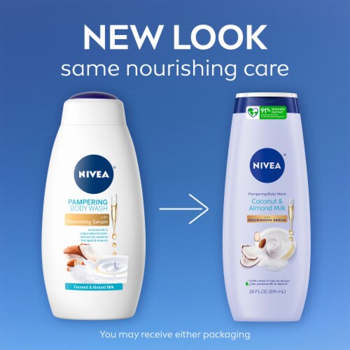 NIVEA Pampering Coconut and Almond Milk Body Wash with Nourishing Serum Perspective: back