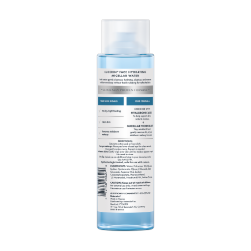 Eucerin® Hydrating Micellar Water Facial Cleanser Perspective: back