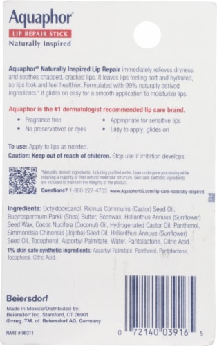 Aquaphor® Coconut Oil Lip Repair Stick Perspective: back