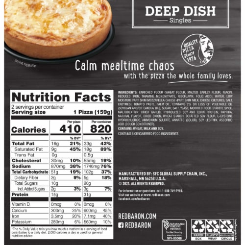 Red Baron® Deep Dish Singles Cheese Frozen Pizzas Perspective: back