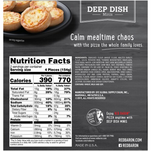 Red Baron Deep Dish Mini Cheese Pizzas 8 Count Perspective: back