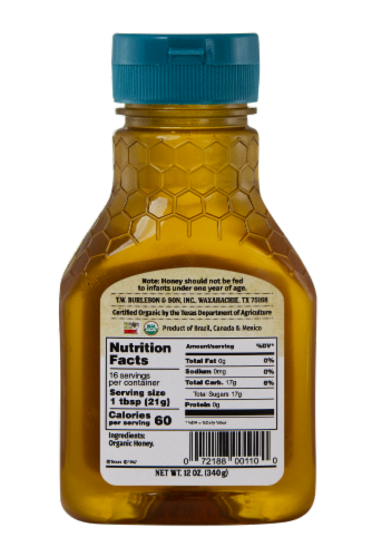 Burleson's Organic Raw & Unfiltered Honey Perspective: back