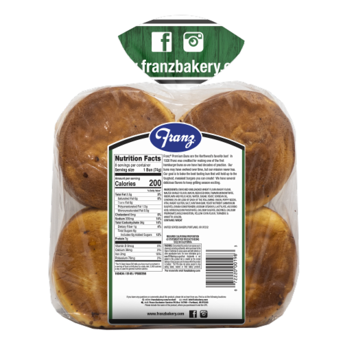Franz® Onion Premium Hamburger Buns Perspective: back