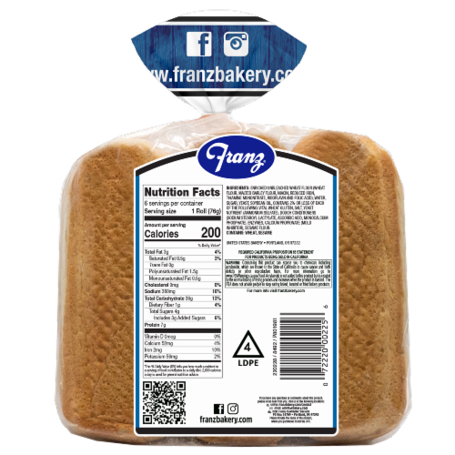 Franz Original Hoagie Rolls Perspective: back