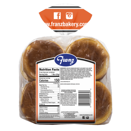 Franz® Hawaiian Hamburger Buns Perspective: back