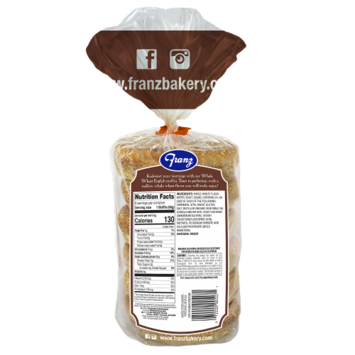 Franz® 100% Whole Wheat English Muffins Perspective: back