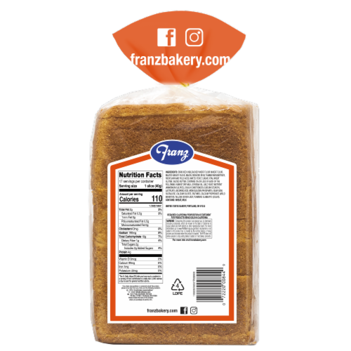 Franz® Hawaiian Bread Perspective: back