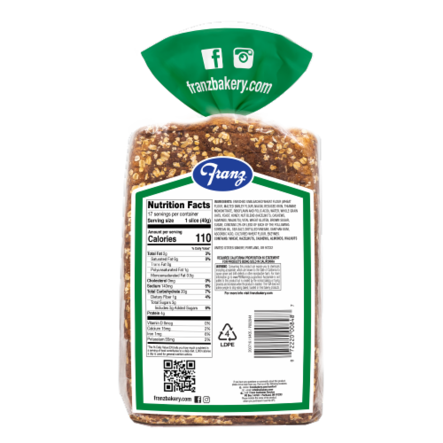 Franz® Lake Washington Honey Oat & Nut Bread Perspective: back