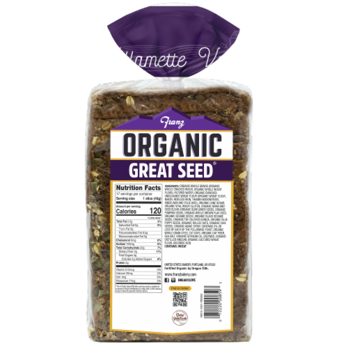 Franz® Organic Willamette Valley Great Seed Bread Perspective: back