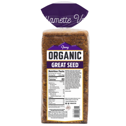 Franz® Organic Williamette Valley Thin Sliced Great Seed Bread Perspective: back