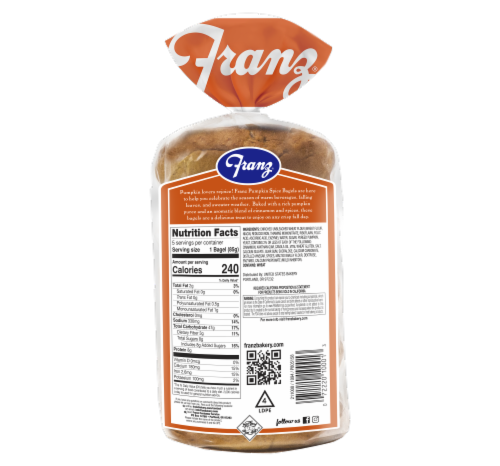 Franz® Pumpkin Spice Premium Bagels Perspective: back