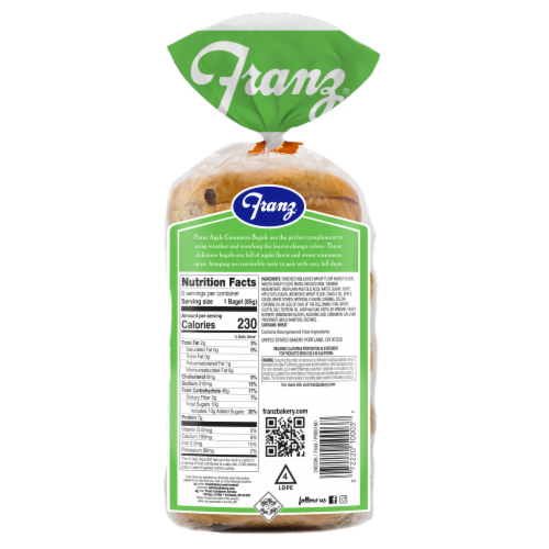 Franz® Apple Cinnamon Premium Bagels Perspective: back