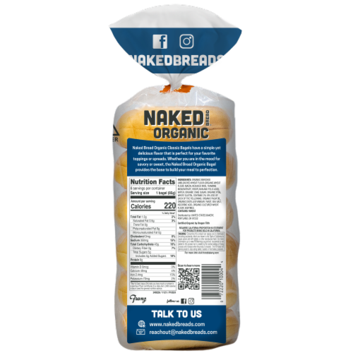 Naked Bread® Organic Classic Bagels Perspective: back
