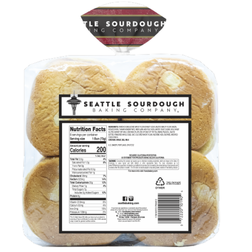 Seattle Sourdough Baking Co. Brioche Hamburger Bun Perspective: back