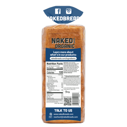 Naked Bread® Organic Bare White Bread Perspective: back
