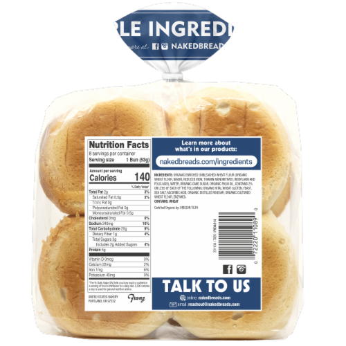 Naked Bread® Organic Hamburger Buns Perspective: back
