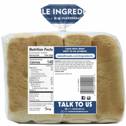 Naked Bread® Organic Hot Dog Buns Perspective: back