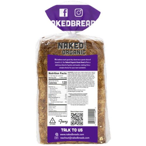 Naked Bread® Organic Great Seed Bread Perspective: back