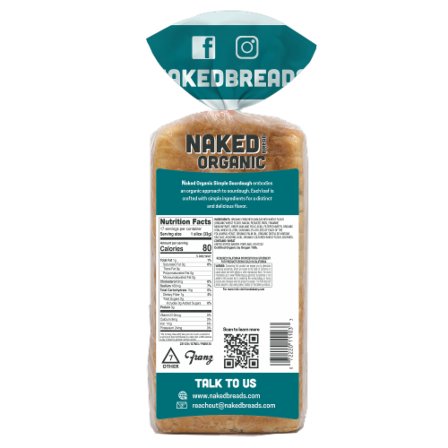 Naked Bread® Organic Simple Sourdough Bread Perspective: back