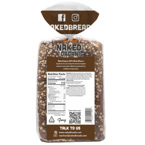 Naked Bread® Organic 100% Whole Wheat Bread Perspective: back