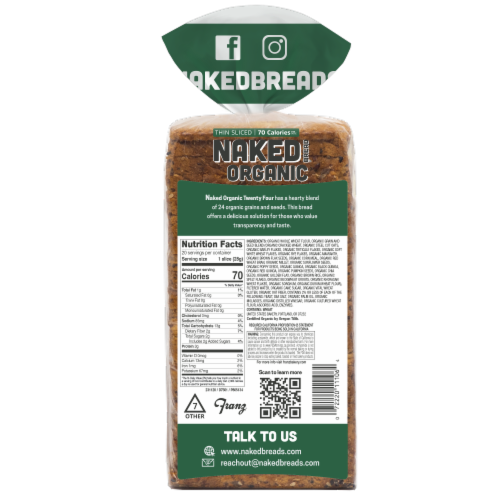 Naked Bread® Twenty Four Grains and Seeds Thin Sliced Bread Perspective: back