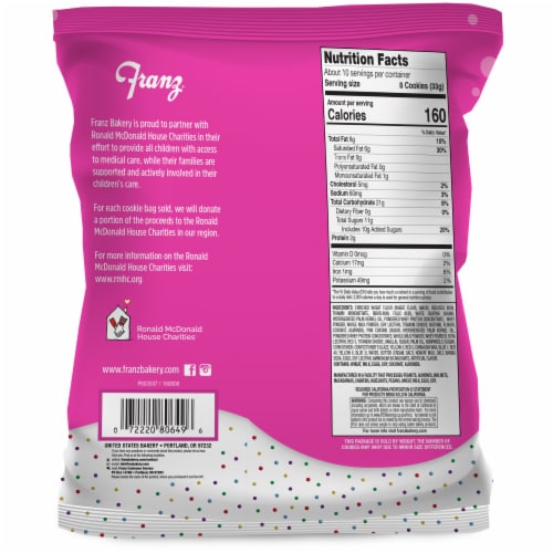 Franz Frosted Party Animal Cookies, 12 oz Bag Perspective: back