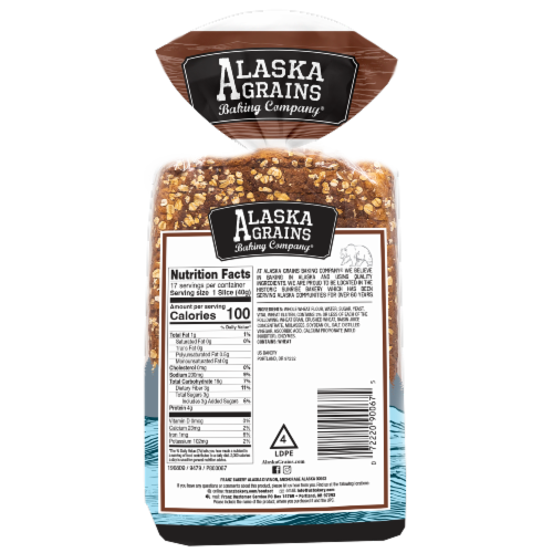 Alaska Grains™ Russian River 100% Whole Wheat Bread Perspective: back