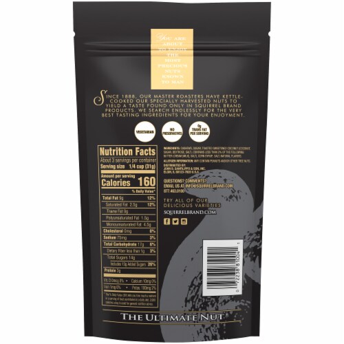 The Squirrel Brand Gluten Free Caramel Toasted Colada Cashews® Perspective: back