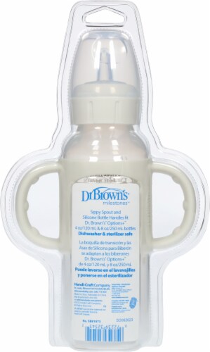 Dr. Brown's Natural Flow Sippy Spout Bottle with Handles and Lid - Gray Perspective: back