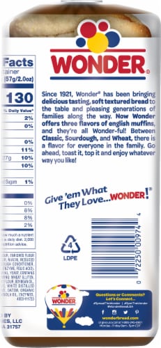 Wonder Wheat English Muffins Perspective: back
