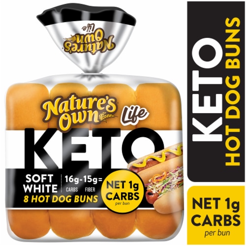 Nature's Own Life Keto Soft White Hotdog Buns, Keto Hotdog Buns, Keto Bread Buns, 8 Count Perspective: back
