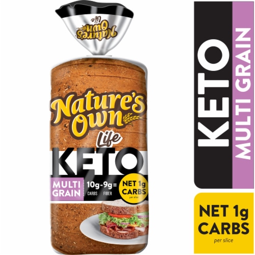 Nature's Own Life Keto Multigrain Bread, Net 1 Carb Sliced Multigrain Keto Bread, 16 oz Loaf Perspective: back