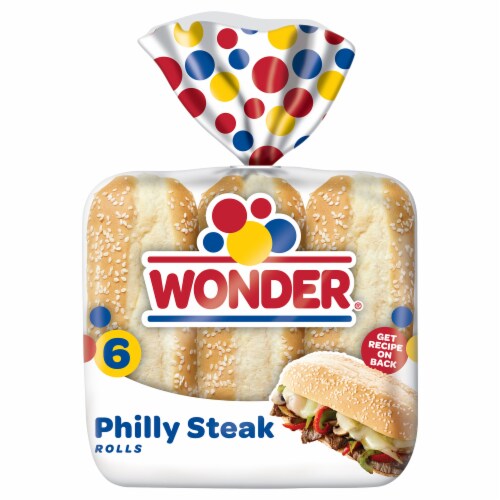 Wonder Bread Philly Steak Rolls, White Bread Sub Rolls, 6 Count Perspective: back