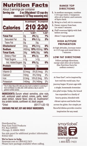Near East® Toasted Pine Nut Couscous Mix Perspective: back