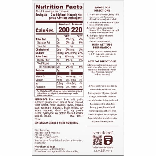 Near East® Garlic & Herb Rice Pilaf Mix Perspective: back