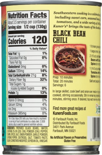 Kuner's Southwest Cumin and Chili Spices Black Beans Perspective: back