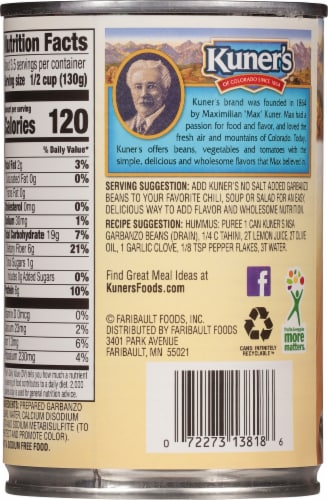 Kuner's No Salt Added Garbanzo Beans Perspective: back