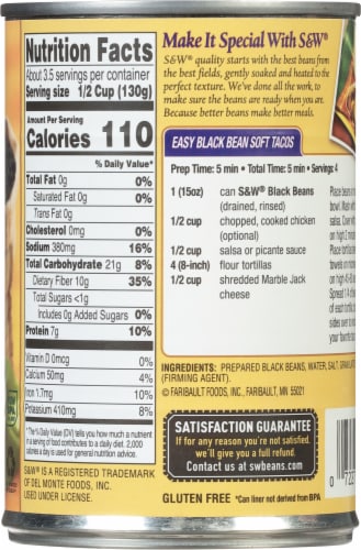 S&W® Premium Black Beans Perspective: back
