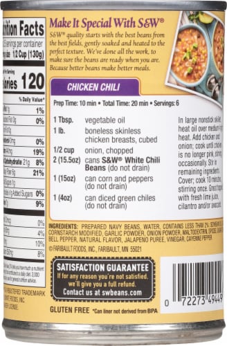 S&W Premium White Chili Beans Perspective: back