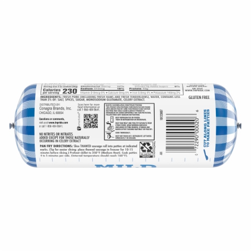 Odom's Tennessee Pride Mild Sausage Breakfast Sausage Roll Perspective: back