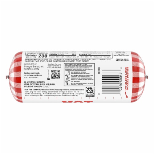 Odom's Tennessee Pride Hot Sausage Breakfast Sausage Roll Perspective: back