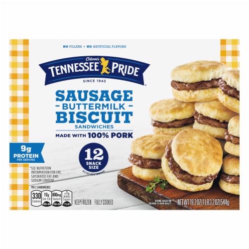 Odom’S Tennessee Pride Sausage And Buttermilk Biscuits Breakfast Sandwiches Perspective: back